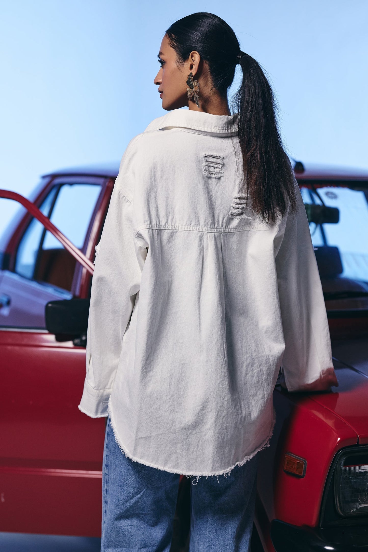 Solid Collared Denim shirt