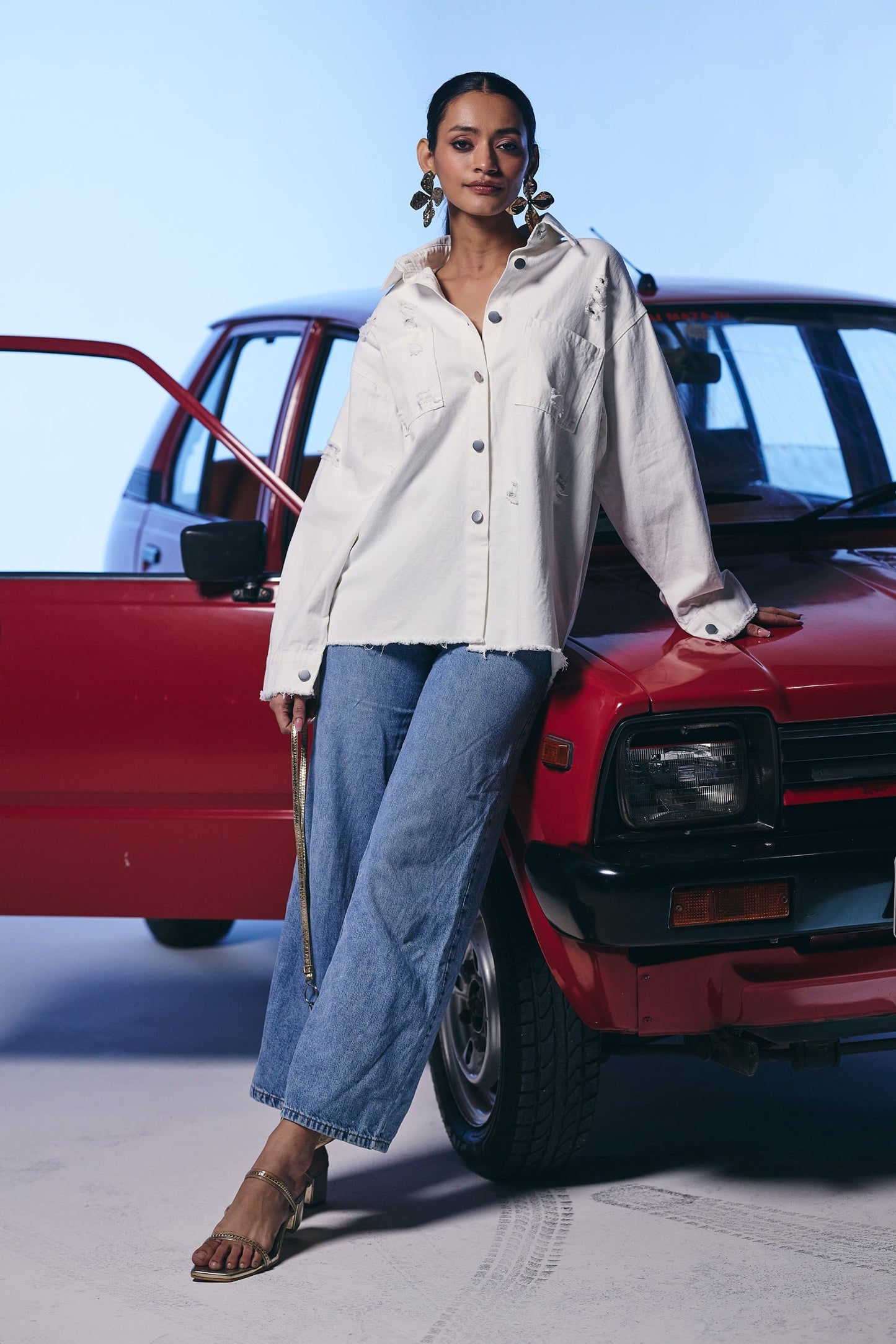 Solid Collared Denim shirt